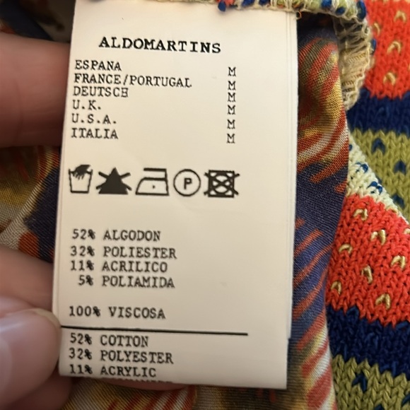Aldo Martins Anthro Mix Media Bohemian Colorfully Blouse Top Mix Print Medium - Picture 8 of 9